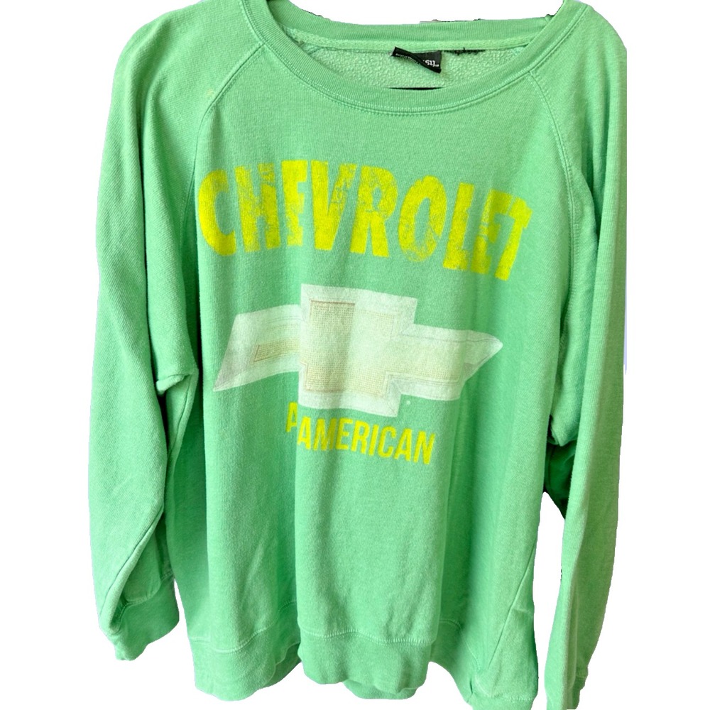 Apostasy Chevrolet American Graphic Sweatshirt Mens Green Vintage XL